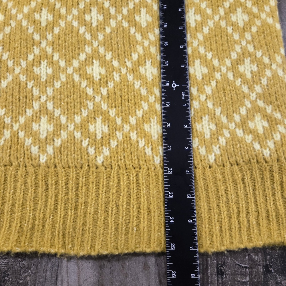 Anthropologie Maeve Sigfried Diamond Argyle Sweater M Chartreuse Wool Blend - Picture 6 of 10